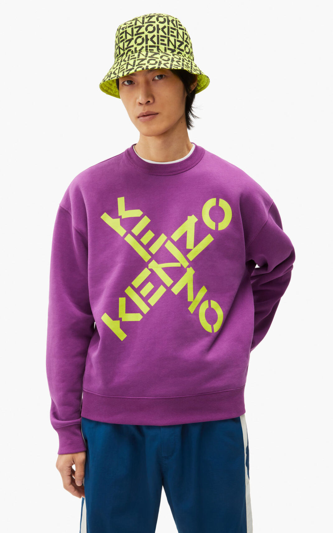 Kenzo Sport Big X Sweatshirt Purple For Mens 4573OAUBJ